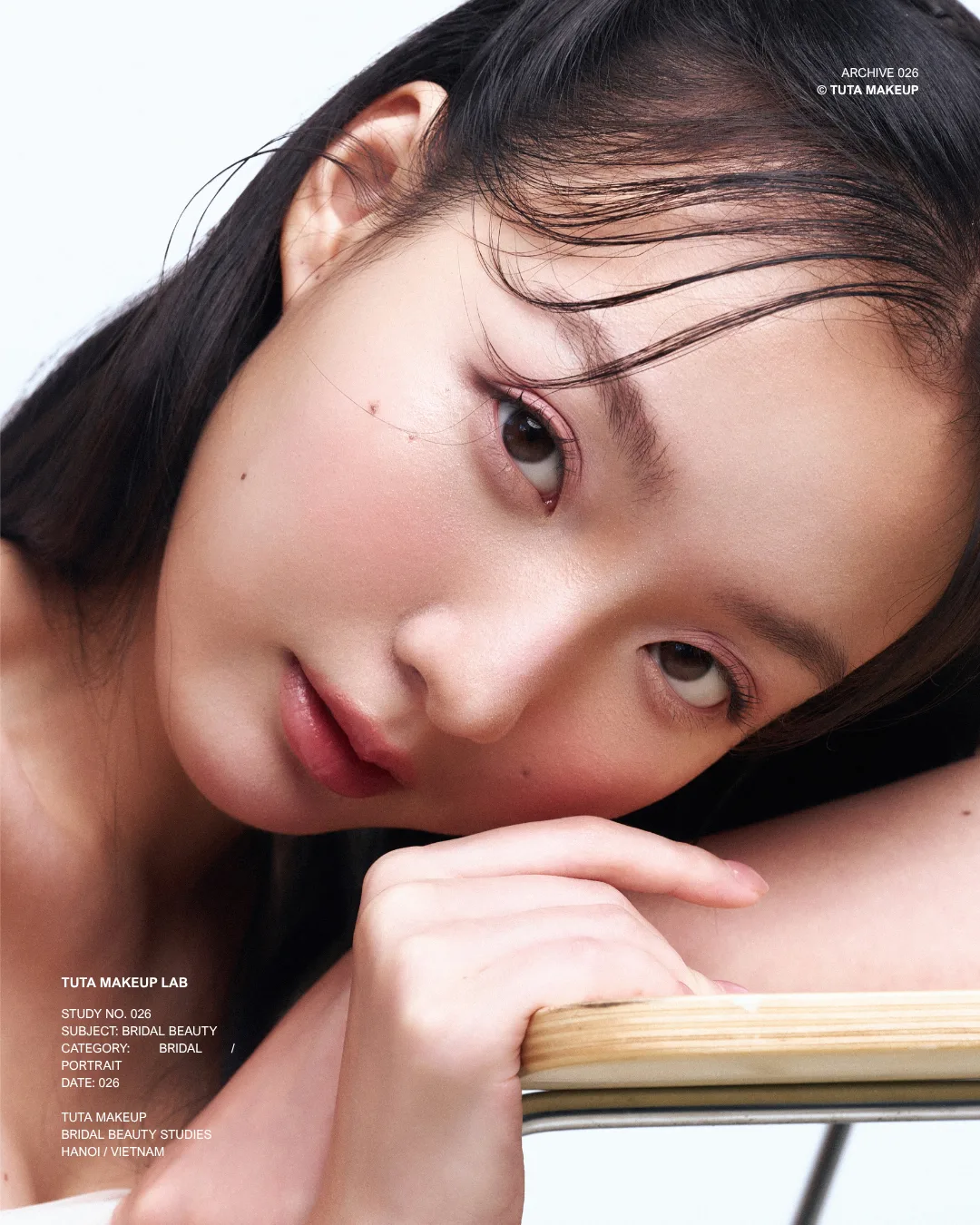 Close-up of luminous skin and softly refined bridal makeup by TUTA
